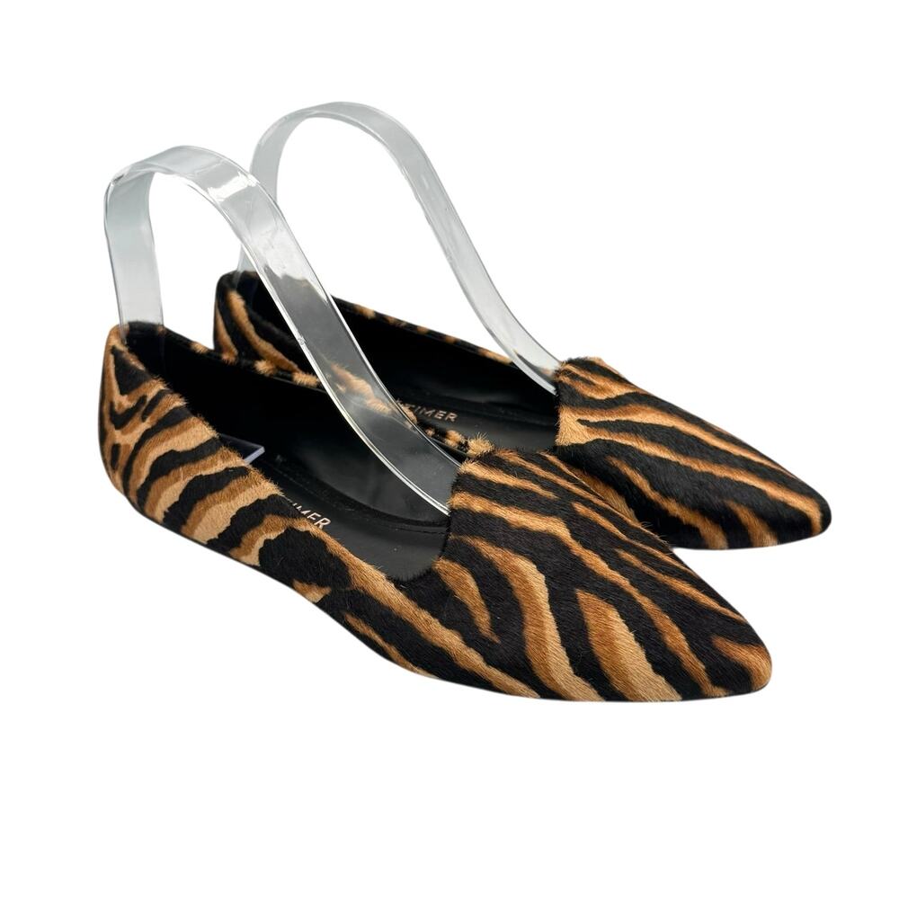 Gibson Latimer Ellie Tan & Black Tiger Print Calf Hair Pointed Toe Ballet Flats - Picture 3 of 12